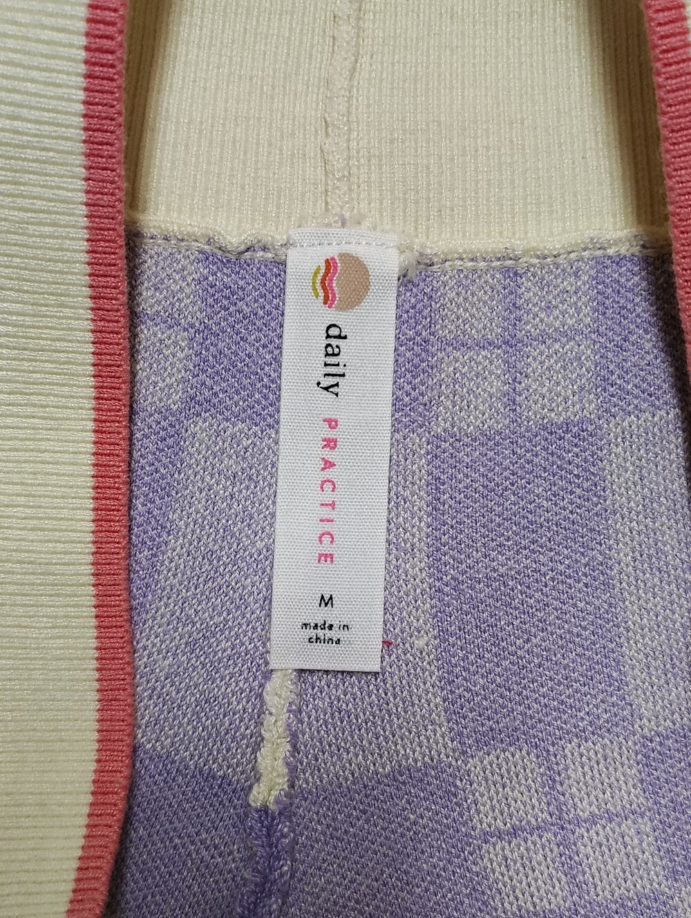 Anthropologie Daily Practice Cream & Purple Check Sweater Shorts Women's Medium - Picture 6 of 10